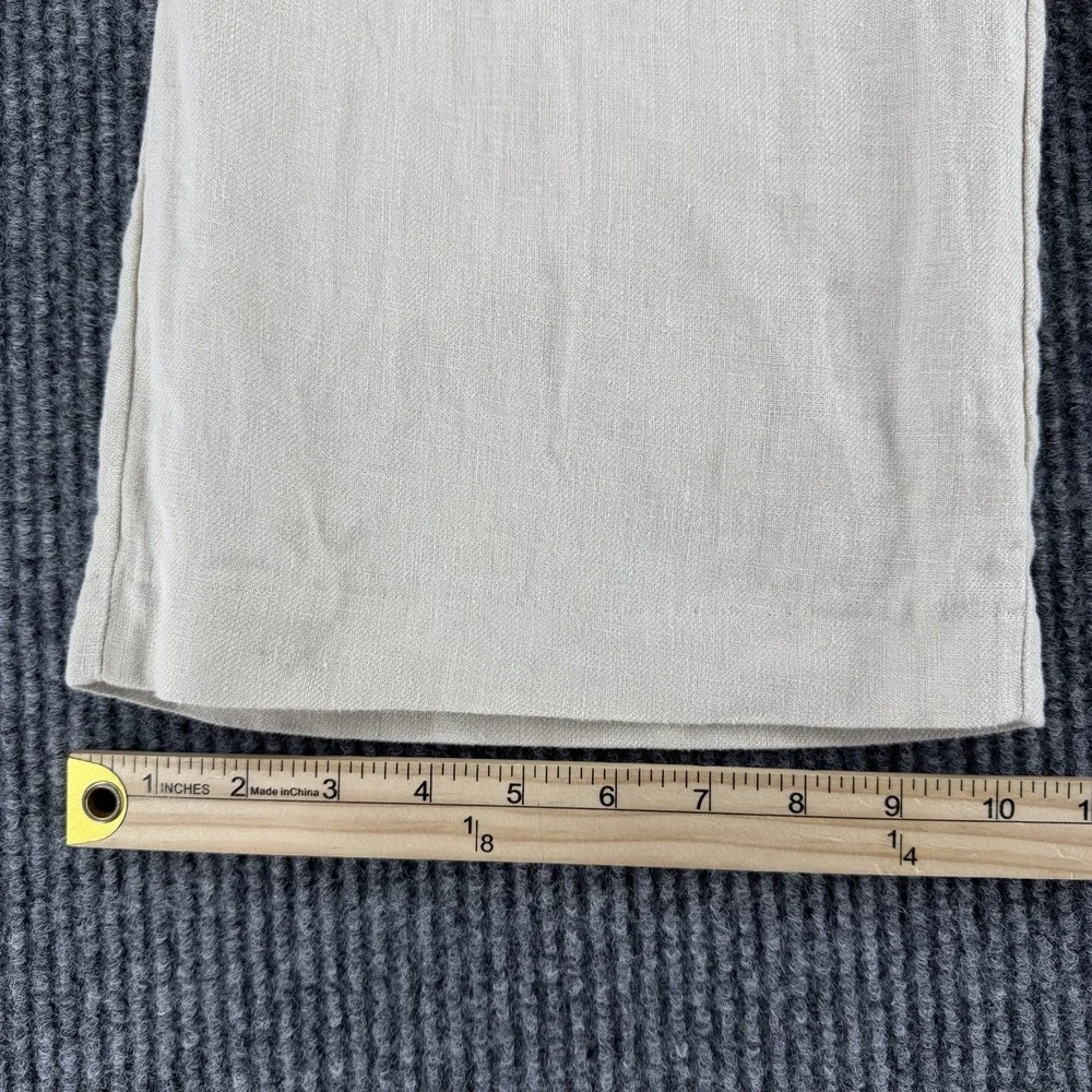 H&M women's 100% linen wide leg trousers cream pleated loose fit size 34 summer